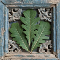 Leaf Trio in Carved Frame