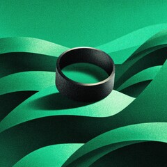 Black Ring on Green Paper