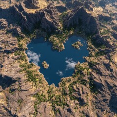 Heart Shaped Lake in Rocky Terrain