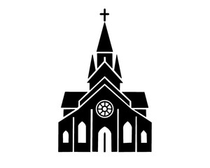 church silhouette, black church icon, vector illustration.
