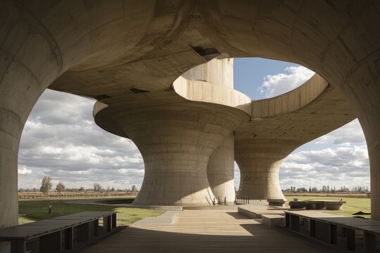 Unique Architectural Design of Modern Concrete Structure Under Sky