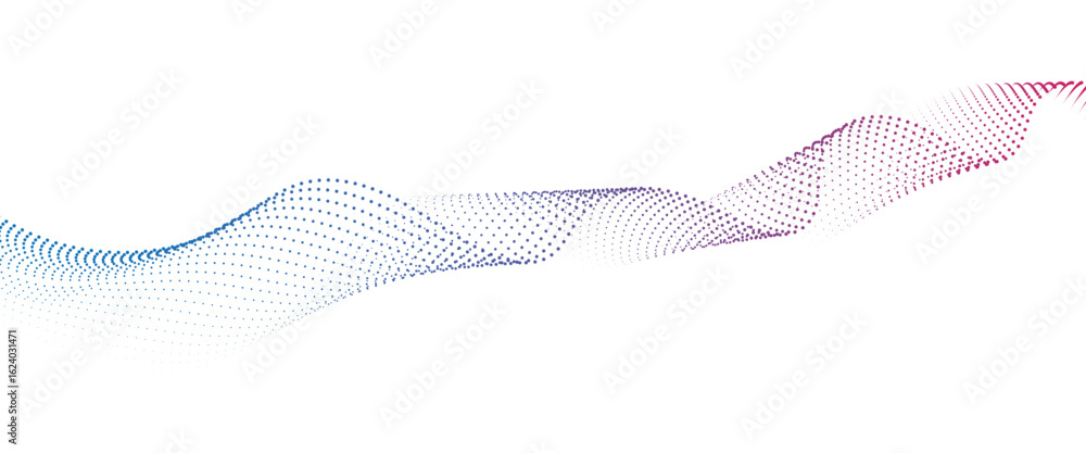 Poster flowing dot wave halftone gradient pattern on transparent background