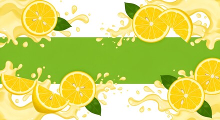 Fresh lemon slices in a vibrant juice splash, perfect for summer drinks and healthy lifestyle designs