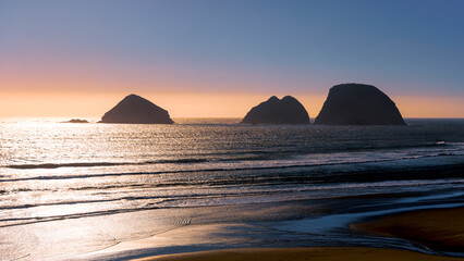 View from Maxwell point sunset on the Pacific Ocean at Oceanside city, Oregon, USA