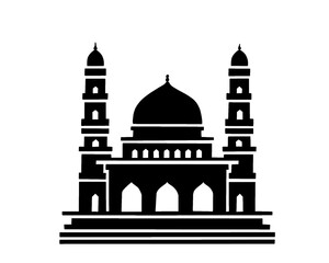 mosque silhouette, black mosque icon, vector illustration.
