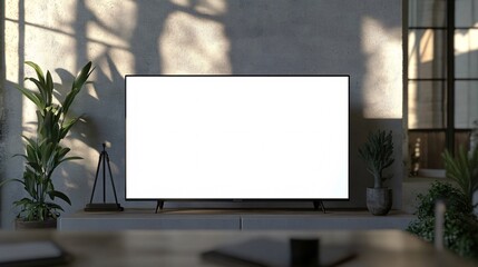 Blank Tv Screen Mockup In Modern Living Room Interior