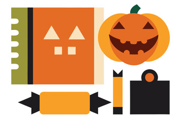 halloween-scrapbook-kit-with-cut-out-pumpkin-eleme.eps