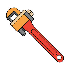 A heavy-duty pipe wrench with serrated jaws, perfect for gripping and turning pipes. Ideal for plumbing tasks, its adjustable design ensures a firm hold on various sizes.
