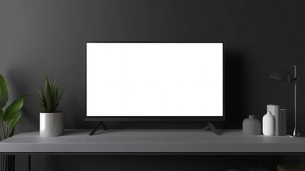 Modern Minimalist Living Room with Blank Screen Television