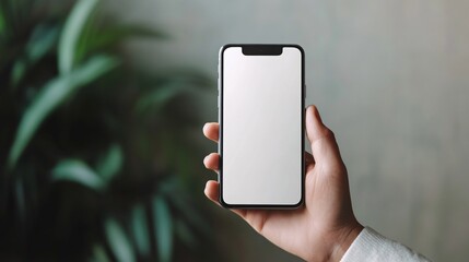 Person Holding Smartphone with Blank Screen, Close Up