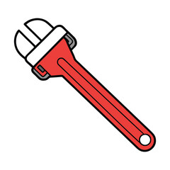 A sturdy red pipe wrench designed for gripping and turning pipes. Its adjustable jaw and durable build make it essential for plumbing and heavy-duty repairs.
