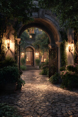 Charming Archway Garden Entrance: A Serene Passageway into Nature's Beauty