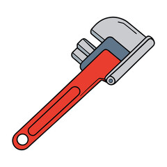 A sturdy red pipe wrench designed for gripping and turning pipes. Its adjustable jaw and durable build make it essential for plumbing and heavy-duty repairs.
