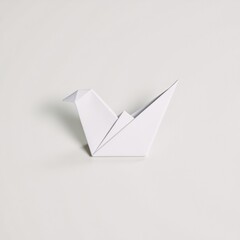 A white-background stock icon showcases a line style geometric origami bird outline illustration