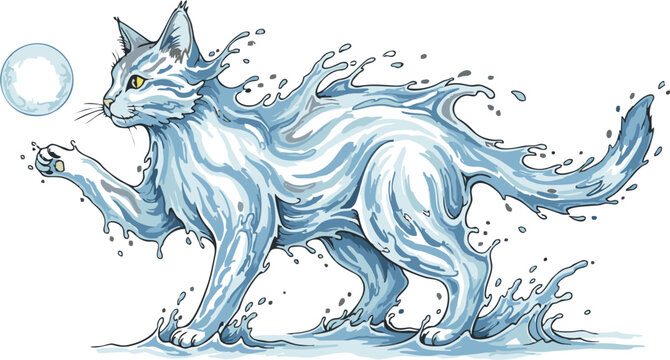 A charming cartoon tabby cat playing a magical melody on a violin as musical notes transform into flying birds.