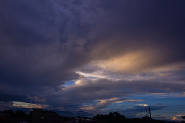 beautiful sky and clouds at sunset on the city