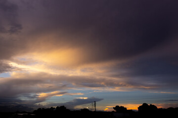 beautiful sky and clouds at sunset on the city