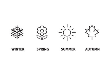 Four seasons outline icons - winter, spring - summer - autumn vector illustration