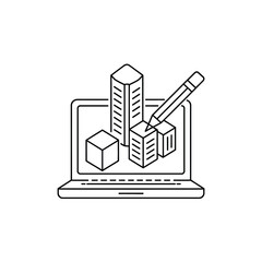 3d modeling and design on a laptop with a pencil