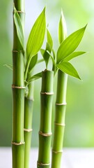 Close-up of three young bamboo shoots