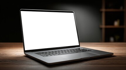 Mockup of modern laptop with white screen, minimalist, AI-generative