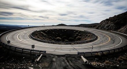 Stunning circular road around a sinkhole creating a unique travel destination