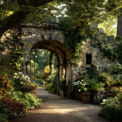 Charming Archway Garden Entrance: A Serene Passageway into Nature's Beauty