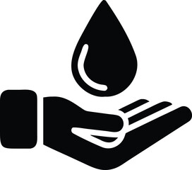 Hand holding drop of water icon