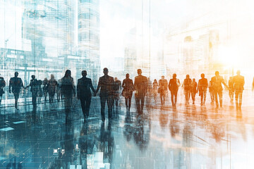 Forward motion: A diverse team navigating the business landscape together