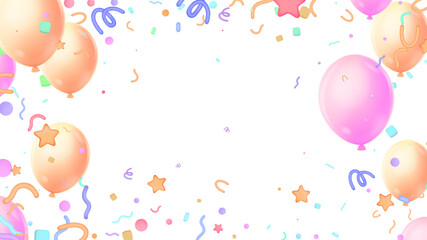 Festive Party Background Balloons Confetti Streamers Happy Celebration Design Template Kids Birthday Theme Abstract Fun