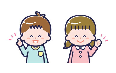 私服のこども／2人組／男女 01