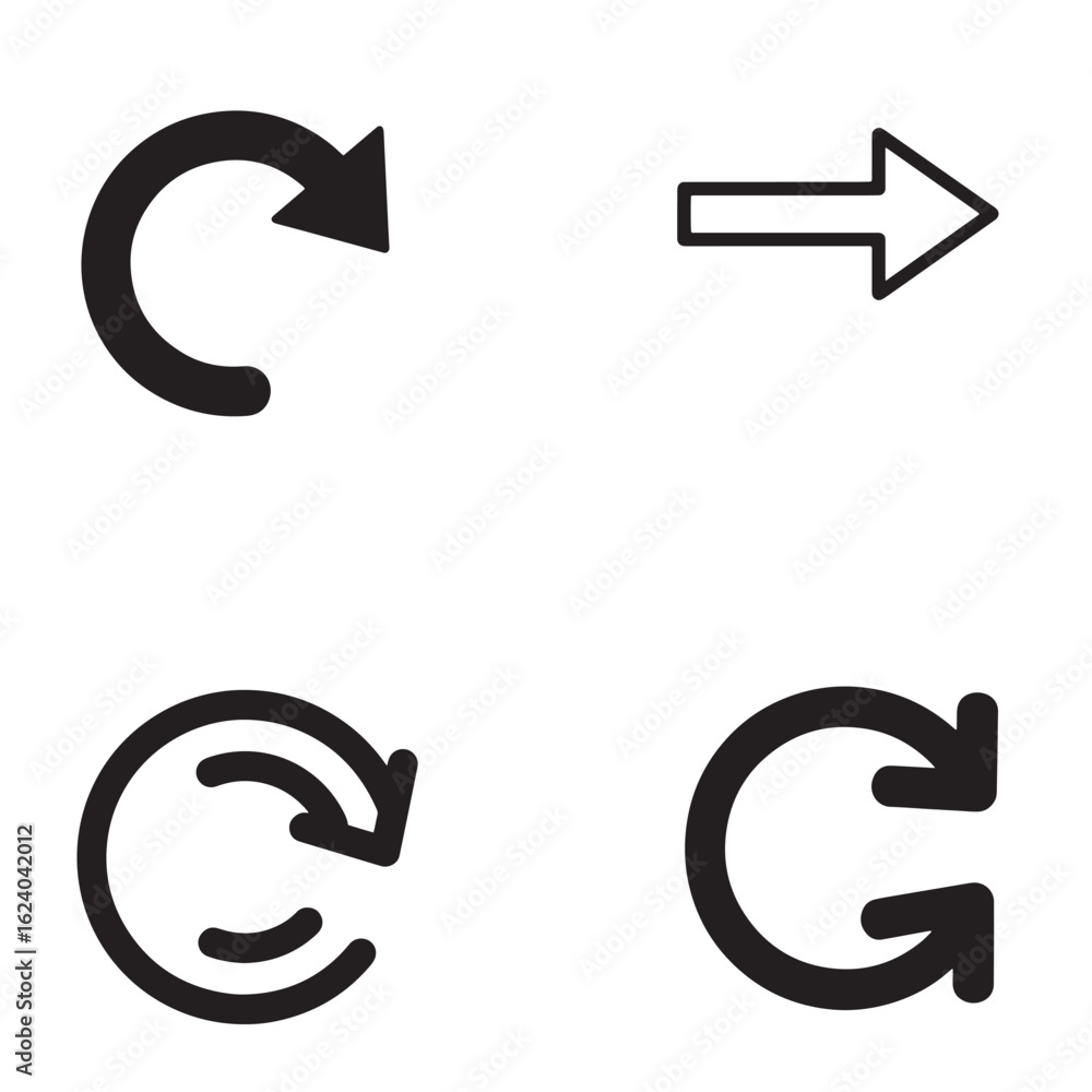 Poster vector illustration of black arrows in various styles for interface and navigation designs