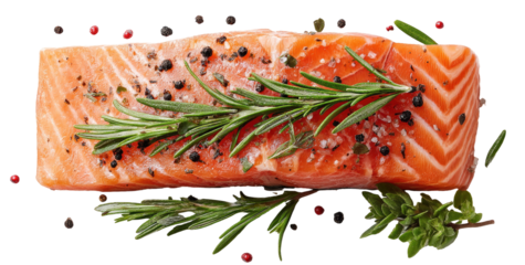 Fresh salmon fillet with herbs and spices