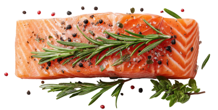 Fresh salmon fillet with herbs and spices