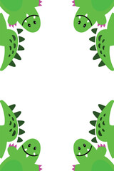 Cute Kaiju Monsters Vertical & Portrait Poster Template. Playful Cartoon Frame with Blank Copy Space