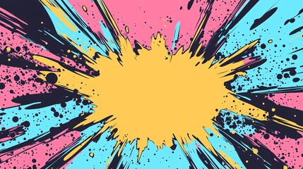Abstract Colorful Burst Pink, Yellow, and Blue Paint Explosion