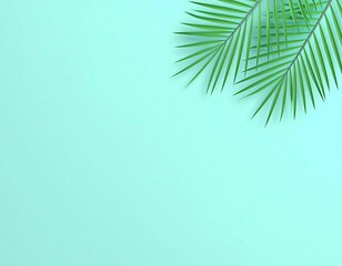 Two green palm leaves on table
1