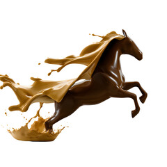A chocolate horse leaping with a caramel mane and tail against a black isolated background image isolated on transparent background