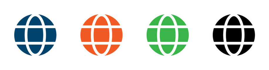 Solid globe vector icon for internet, website, global, connection.