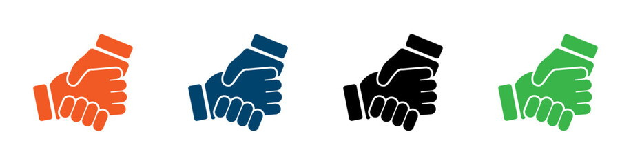 The icon of two hands holding each other represents support, help, and growing together.