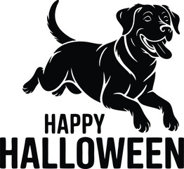 Obraz premium Happy Halloween: Playful Black Labrador Retriever Silhouette