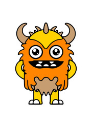 cute cartoon monster in yellow color. illustration.