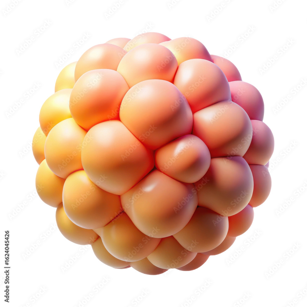 Poster abstract sphere of peach colored bubbles digital art render for background and wallpaper design use 