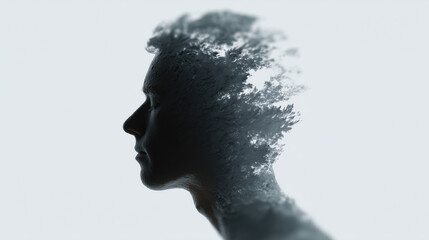 Black and white face dissipating to other realm in farewell