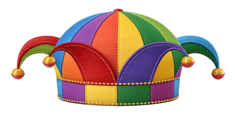 Whimsical Colorful Jester Hat with Patchwork Design on Transparent Background
Festive Fantasy Jester Hat with Curled Tip and Pom-Pom – Carnival Theme Illustration