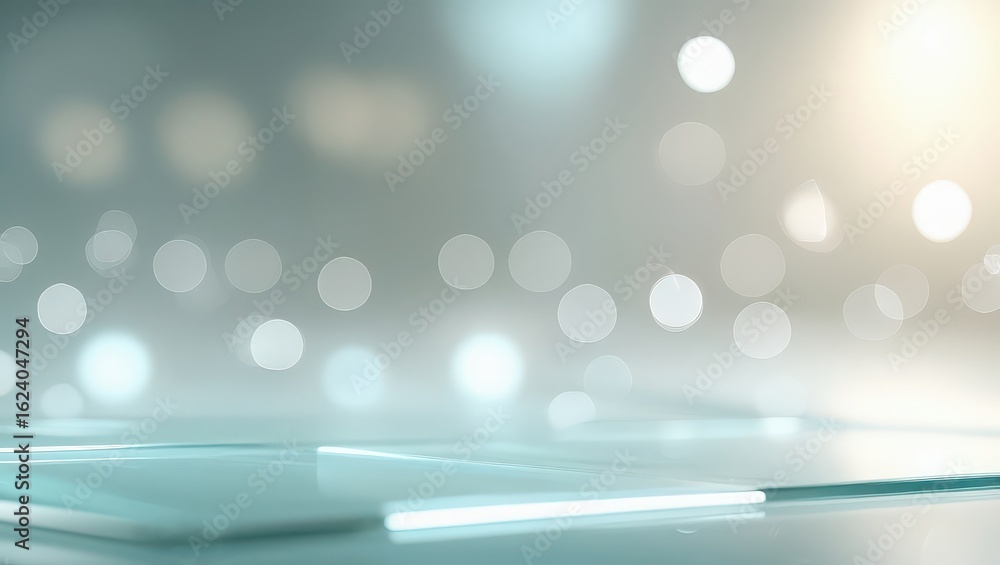 Poster abstract background with blurred lights and a translucent surface in soft pastel colors