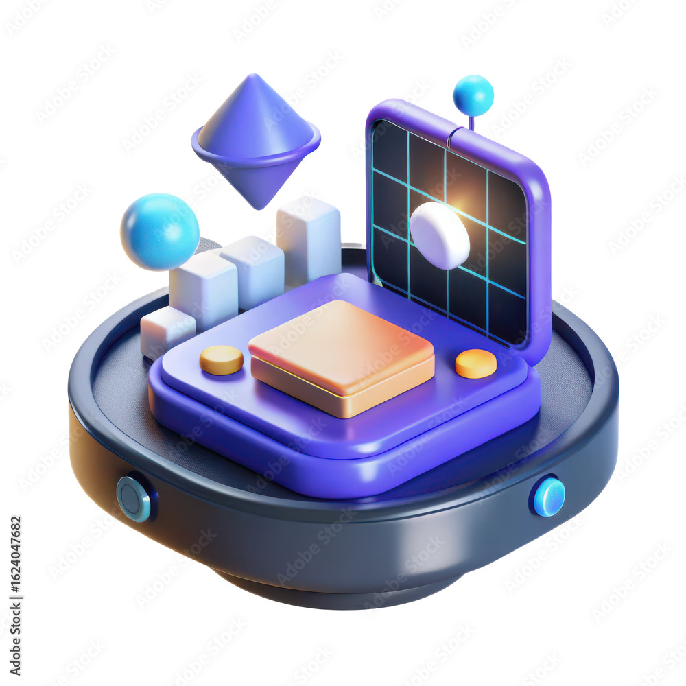 Aufkleber abstract platform with geometric shapes for product display 3d render illustration design