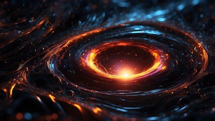 Obraz premium A glowing black hole surrounded by swirling streams of light..Cinematic theme, HDR, Vibrant