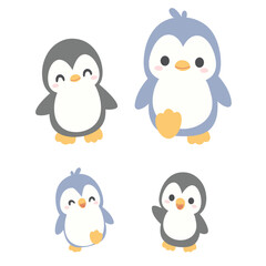 Naklejka premium Cute cartoon penguin character set