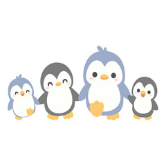Naklejka premium Illustration of a Happy Penguin Family